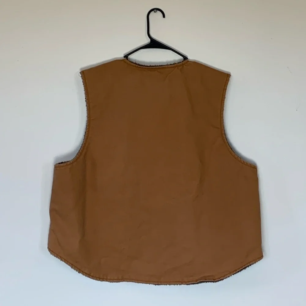 Field & Stream Workwear Cotton Canvas Faux Sherpa Lined Zip Vest Size XL